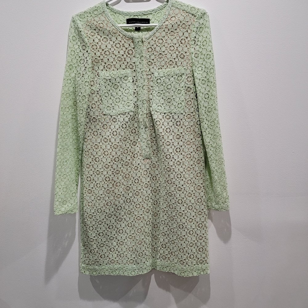 Victoria Beckham Mint Green Lace Dress Sz Small